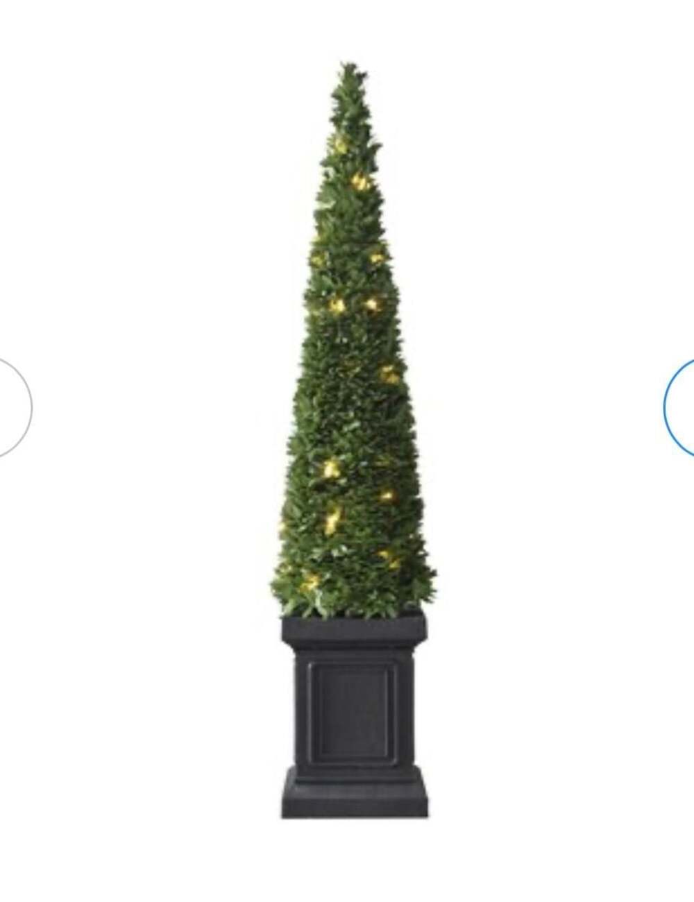 Fraser Hill Farm 3.3-ft Boxwood Pre-lit Slim Artificial Topiary Cone Tree